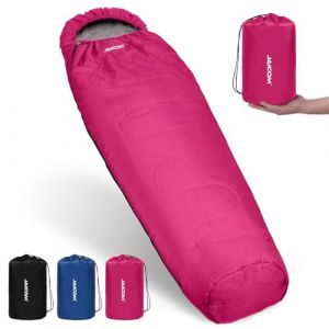 JAICOM Sac de Couchage, Ultraléger Duvet 1 Personne Grand Froid - Sac de Couchage Sarcophage pour Adultes pour Le Camping, Le Sac à Dos, l'intérieur et l'extérieur (Rose-4 Saisons) (SanheOD-EU, neuf)