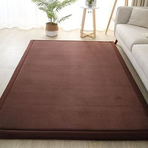 Dmkjdzsw Tapis &agrave; ramper antid&eacute;rapant en velours de corail, pour chambre d'enfant, 2 cm d'&eacute;paisseur, marron, 60 x 200 cm (sirenbaihuo, neuf)