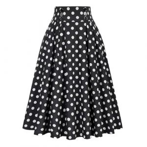 Jupe Plissee Femme Vintage, Jupe Boheme Femme Taille Haute D&eacute;Contract&eacute; &agrave; Pois Midi Confortable AVCE Bouton Soir&eacute;E Rockabilly Chic Et &eacute;L&eacute;Gante &eacute;Vas&eacute;E Skirt Comfortable Printemps Et &eacute;T&eacute; (Hrihua, neuf)