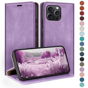 HUOUH Coque pour iPhone 16 Pro 6.3" avec RFID Blocage Etui à Rabat en Cuir de Premium,Fentes pour Cartes,Coques de Case,Cover à Rabat pour Apple 16 Pro Portefeuille Lilas Violet (BOZAN LIMITED, neuf)