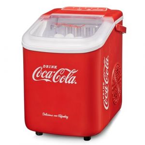 Machine à glaçons Salco Coca-Cola – Fabricant de glaçons avec 2 tailles de glaçons – Design rétro rouge – Machine à glaçons portable pour cocktails, boissons et soirées (10 kg par 24 heures - Rouge) (deltatecc, neuf)