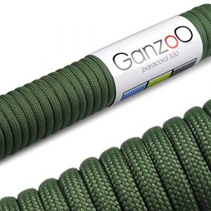 Ganzoo Paracord 550 Type 3, Cordon Robuste 4 mm 3 m, Gaine Polyester/Nylon avec 7 brins, pour Loisirs cr&eacute;atifs DIY, poign&eacute;e de Couteau, Porte-cl&eacute;s, Laisse/Collier Chien, Outdoor, Vert arm&eacute;e (Ganzoo, neuf)