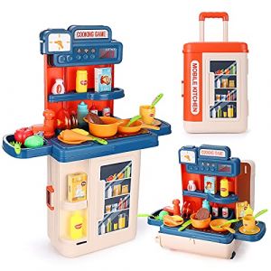 Czemo Ensemble de Jouets de Cuisine pour Enfants Accessoires de Cuisine 41 Pi&egrave;ces avec Son et Lumi&egrave;re Cuisini&egrave;re &eacute;vier Nourriture Cuisine Jouet Cadeaux pour Gar&ccedil;ons et Filles (PUTINEI FIBER, neuf)