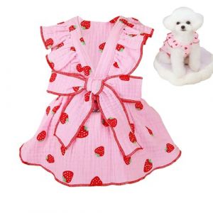 Harnais &agrave; n&oelig;ud pour robe de chien, robe harnais de princesse pour chien - Robe de chiot de fille de styles floraux | Robe respirante &agrave; n&oelig;ud papillon avec boucle &agrave; cordon pour petit chien, chat, fille, (chenzhiyon, neuf)