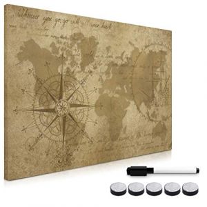 Navaris Tableau magnétique - Panneau mémo 60 x 40 cm avec aimants - Tableau Mural Design Carte du Monde avec marqueur et kit de Fixation Inclus (KW-Commerce, neuf)