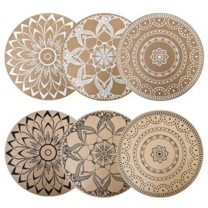 Lot de 6 Sets de Table Lavables, Set de Table Rond en PVC Tressés, Dessous de Table Résistants à la Chaleur et Antidérapants, Idéal pour Cuisine/Restaurants,Table à Manger, Fêtes et Décorations (ESSElidija, neuf)