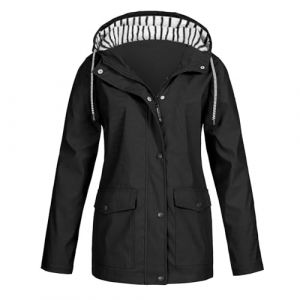 MOKBAY Parka Femme Mi Saison D'int&eacute;rieur Randonn&eacute;e Manteaux d'hiver Noir &Agrave; Capuche Automne Veste de Pluie Imperm&eacute;able Hiver Longue Mi Saison Veste Running Impermeable Manteau Pluie Femme Noir S (MOKBAY, neuf)