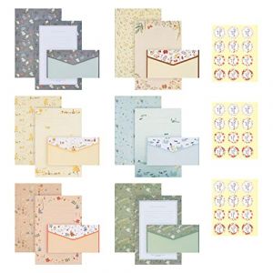 Vicloon Ensemble Papier &agrave; Lettre, 36 Feuilles de Papier &agrave; Lettres et 18 Enveloppes, Enveloppes Auto-adh&eacute;sives Papiers a Lettre Enveloppe Motif Pour &Eacute;crire Des Lettres, Des Invitations (BEST-SELLER5, neuf)