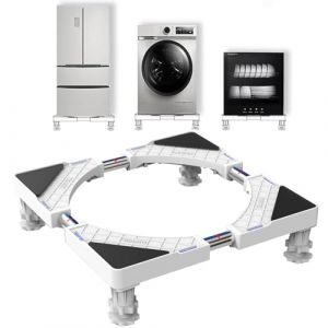 DEWEL Base de Réfrigérateur Support de Machine à Laver pour Frigo Lave-linge Sèche-linge Largeur Réglable 45-65cm Charge 300 kg avec l'Effet de Réduiction du Bruit (xinshengeu, neuf)
