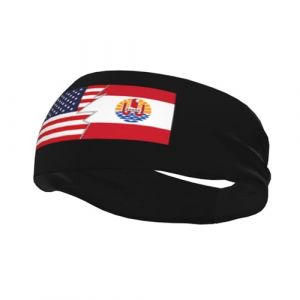 Drapeau de la Polynésie française et de l'Amérique Bandeaux Hommes Femmes Antidérapant Évacuant la Transpiration Sport Bandeau pour Gym Basket-ball Yoga Bandeaux Cheveux (ruianshihuichenjiayouzhanguanliyouxiangongsi, neuf)