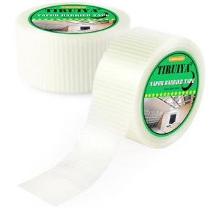 Tiruiya Ruban Pare Vapeur, Bande Adhésif Flexible Haute Performance pour Pare-Vapeur, Freins Vapeur et Membranes de Toiture, Collage Durablement Étanche à L'Air Et Au Vent (5cm x 25m x 2 rouleaux) (Tiruiya Online, neuf)