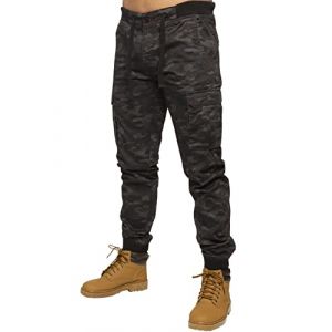 989Zé ENZO Pantalon Cargo en Jean Camouflage pour Hommes avec Poignets EZ409 Kaki Fonce 36W / 32L (RAW DENIM, neuf)