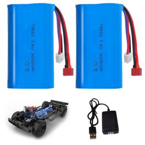 Batterie Lipo 2s, Lot de 2 3000mah Batterie 7.4v Rechargeable avec Deans T Et Xh-3P Plug, Batterie Drone avec Chargeur Lipo pour Voiture Télécommandée Tout-Terrain, Robots Et Cascadeurs (XKDEU, neuf)