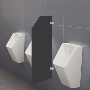 BAOCHADA Cloison d'urinoir WC 90 x 40 cm - Montage mural - Paroi de s&eacute;paration en acier inoxydable - Pour homme - Noir - Angle inclin&eacute; (Lunanaby, neuf)
