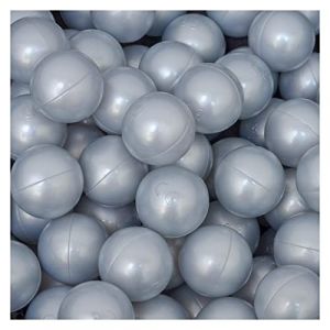 LittleTom 50 Boules argentees pour Piscine a balles Bebe 5,5 cm en Plastique PE - balles legeres pour Parc de Jeu ou Tente - Jouet pour Interieur et Exterieur (einspreis, neuf)