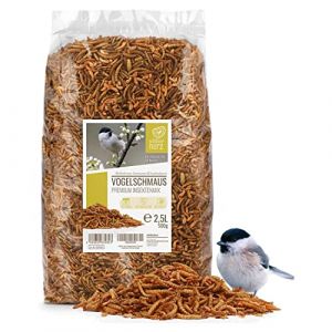 Wildtier Herz | Nourriture pour Oiseaux De Première Qualité - 2,5 litres De vers De Farine Séchés d'oiseaux - vers De Farine Vivants, Le Meilleur De La Nourriture Oiseaux Exterieur. (Görges Markenwelt, neuf)