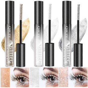 Mascara Pailleté Diamants - 3 Couleurs (Argent, Or et Blanc) - Effet Volume, Courbure et Longue Durée - Maquillage des Yeux Brillant et Résistant à l'Eau pour Fêtes, Carnavals et Séances Photo (LIYEZHONG LIMITED, neuf)