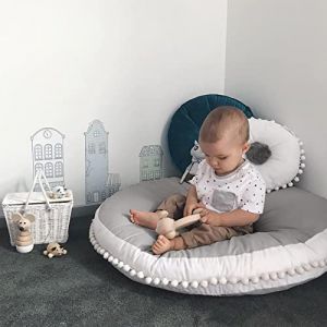 Grand Coussin de Sol pour Enfants, Coussin de Sol Rond surdimensionné pour Coin Lecture, tipi, Salle de Jeux, Chambre d'enfant, auvent, Gris (Ma Boutique Élégante, neuf)