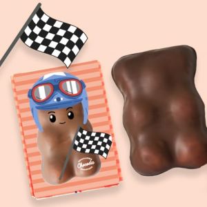 Ourson Guimauve XL | Guimauve Vanille enrobé de Chocolat Lait ou Noir | Anniversaire Remerciement Fête des Pères Plaisir d'offrir Saint Valentin Fête des Mères Pâques Noël (Pilote, Chocolat Lait) (CHOCODIC Maître artisan chocolatier depuis 1995, neuf)