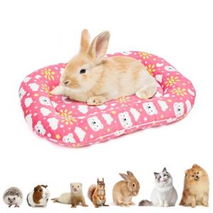 Lot de 1 coussin doux double face avec oreiller autour pour chiot et chaton pour cage de transport pour petit chien, lapins de moins de 1,5 kg, 33 x 32,9 x 7,6 cm, rose (BellyBloom, neuf)