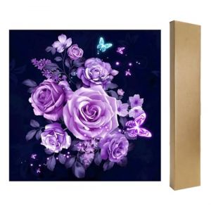DCIDBEI Peinture Diamant Carr&eacute; Carre 40x40 cm Broderie Diamant Grand Format Peinture par Num&eacute;ros Diamond Painting Square Drill Violettes Rose Toile Diamant Fleurs Diamond Painting Fleurs Rose Rouge (BEIMIN, neuf)