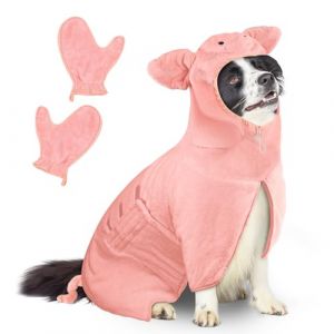 Bibykivn Peignoir pour Chien en Microfibre, Serviette pour Chien Super Absorbante, Lavable Serviette pour Animaux Peignoir de Bain, Réglable Peignoir pour Douche Natation (Porcin, M) (Bibykivn, neuf)