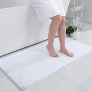 Homaxy Tapis de Bain Antiderapant,Tapis Salle de Bain en Microfibre Chenille Douce,Tapis de Bain Absorbant,Lavable en Machine - 60 x 120 cm, Blanc (Homaxy EU, neuf)