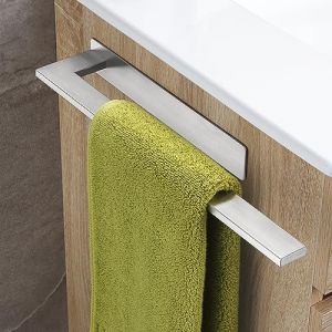 OETAMS Porte Serviette Salle De Bain sans Percage, Porte-Serviettes Adhesif Porte Serviettes Mural, Acier Inoxydable Support de Serviettes, Towel Rail Holder Brossé Argent (HELUOEUR, neuf)