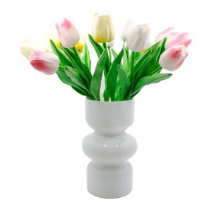 Vase Géométrique Moderne en Verre - Hydroponique, Décoratif pour Fleurs - Pour Maison, Bureau, Mariage - Blanc (CiciIng, neuf)