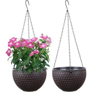 Pot de Fleur Suspendu Exterieur et Intérieur Suspension Plante Exterieur, Pots de Fleurs à Suspendre - avec Réservoir d'eau et Chaînes Inoxydables - Pot Suspendu Plante Jardinière Balcon (PpenmAoos Bijoux et jardins, neuf)