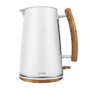 Cecotec Bouilloire ThermoSense 400 White Woody. 1,7 L de capacit&eacute; et 3000 W, Hautement r&eacute;sistant &agrave; la corrosion et enti&egrave;rement sans BPA, Base rotative &agrave; 360, Filtre anti-calcaire amovible. (Cecotec, neuf)