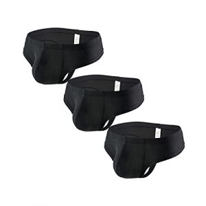 Faringoto Sous-vêtements en fil de soie glacée pour homme, couleur unie, string respirant, 3 Noir, XL (Faringoto, neuf)