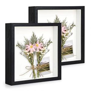 Anhow 3D Cadre Bo&icirc;te 20x20 cm (8x8 Pouce), 2pcs Cadre 3d Profond avec Vitre Transparente Incassable pour Fleurs, Souvenirs, Diamond Painting - 3cm Profondeur/Noir (Anhow Direct, neuf)
