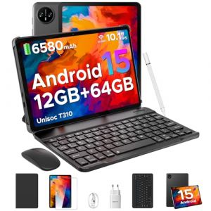 DOOGEE Tab A9 Tablette Android 15, Tablette 10 Pouces,Unisoc T310, 12GB RAM+64GB ROM(TF 2TB) Tablette avec Clavier, 6580 mAh Tablette Tactile, 5G WiFi/8MP/Type-C/GMS/Bluetooth/Face ID/Jack 3,5 mm,Noir (RADDU PARIS, neuf)