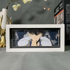 Sung Jin Woo Veilleuse 3D Papercut Bo&icirc;te &agrave; lumi&egrave;re en papier sculpt&eacute; avec personnage d'anime Lampe de table LED D&eacute;coration de chambre Cadeau cr&eacute;atif (renmuqeu[La promotion d'ouverture], neuf)