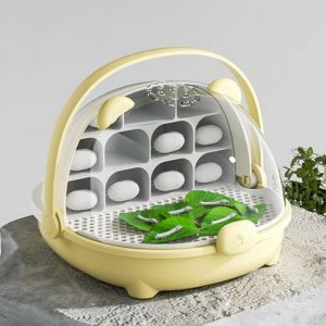 Boîte de culture de vers à soie, capsule d'élevage de vers à soie, cage d'habitat animal, boîte d'élevage pour reptiles, boîte d'élevage portable transparente avec poignée (jaune) (Waycin, neuf)