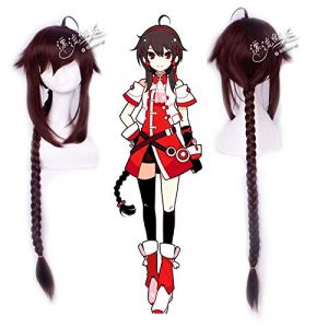 130 cm synthétique Long vin rouge VOCALOID 3 chine Yuezheng Ling Cosplay perruque cheveux avec queue de cheval perruques fouet PL-200 (long zhu tang, neuf)
