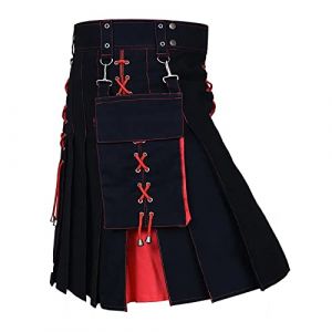 Robe de mariée décontractée Kilt écossais traditionnel écossais pour homme - Kilt utilitaire - Kilts tartan - Kilts de sport utilitaire - Jupe de chevalier, 630a-rouge, L (Nhainel, neuf)