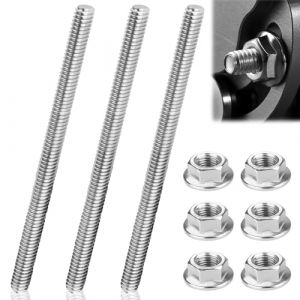Tige Filetée 12x40cm Tiges Filetées Lot de 3 en Acier Inoxydable 304 Filetage Métrique avec 6pcs Ecrou a Embase Convient au Secteur de la Construction (M12x40CM) (ENUTROF, neuf)