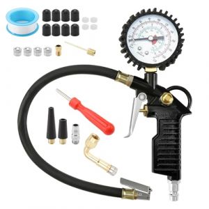 TNSLAND Manometre Pression Pneu, 220 PSI Pistolet Gonfleur Pneus Voiture, Manom&egrave;tre Multifonction pour Pneus, Gonfleur Pneu avec Accessoire Compresseur &agrave; Air, Pistolet Compresseur Air pour Moto V&eacute;lo (dongguanshiqinciqingwangluokejiyouxiangongsi, neuf)