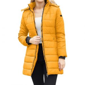 G&eacute;n&eacute;rique Manteau d'hiver Femme Mi Longue Doudoune Femme avec Capuche Amovible Parka Veste en Coton &Eacute;l&eacute;gante Et D&eacute;contract&eacute;e Manteau en Duvet Chaud Veste Matelass&eacute;e Mi-Longue Ajust&eacute;e pour Femmes (lay-aians, neuf)