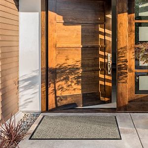 casa pura - Tapis Entrée Intérieur Sky - Tapis Antidérapant et Anti-Poussière - Paillasson de propreté intérieur et extérieur - Tapis de Porte Lavable et Ultra Absorbant (Beige-Noir 90x150 cm) (Velvet Trading, neuf)