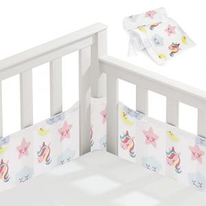Vicloon Tours de Lit Bébé Cabane,Tour de Lit Respirant Doublure en Maille 3D Anti-Flux d'Air, Contour de Lit pour Bébé, Housse de rail de Berceau, pour Nouveau-nés, Garçons et Filles（Licorne） (HANSBUY, neuf)