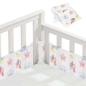 Vicloon Tours de Lit Bébé Cabane,Tour de Lit Respirant Doublure en Maille 3D Anti-Flux d'air, Contour de Lit pour Bébé, Housse de Rail de Berceau, pour Nouveau-nés, Garçons et Filles?Licorne? (HANSBUY, neuf)