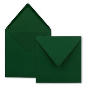 200x Enveloppes carrées vert foncé (vert) - 15,5 x 15,5 cm - sans fenêtre, à collage humide - 110 g/m² - Pour les cartes d'invitation de mariage, d'anniversaire et autres -Serie FarbenFroh (GUSTAV NEUSER GmbH, neuf)