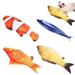 4 PCS Jouets Chat, 18 CM Jouet &agrave; l'herbe &agrave; Chat Ensemble, Jouets pour Chat d'int&eacute;rieur, Peluche Herbe &agrave; Chat, interactifs Jouet Poisson en Peluche Catnip, Jouet &agrave; Macher Interactif pour Chat (QUQU JIANING, neuf)