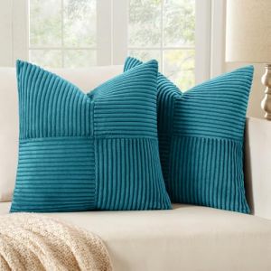 MIULEE Lot de 2 Housse Coussin en Velours C&ocirc;tel&eacute; 40x40cm Bleu d'eau Housse de Coussin Decoratif Coussin de Canap&eacute; Moderne Doux D&eacute;co Coussin de Canap&eacute; (MIULEE HOME, neuf)