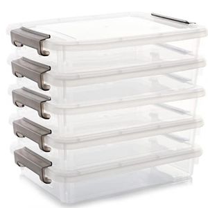 Citylife 4.5L-5er Set Boîte de rangement avec couvercle Petite, Plastic Storage Bins File Box transparente pour l'organisation de papier A4, photo, document, bureau, 37x26x7cm (Citylife International, neuf)