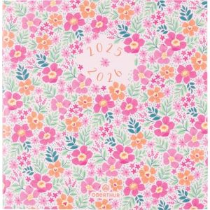 Oberthur - 1 Agenda Semainier Chelsea Carré - Août 2025 à Août 2026 - Format 16 x 16 cm - Visuel Fleurs d'été (Papeterie Libellus, neuf)