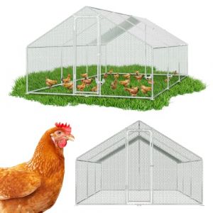 Jopassy Cl&ocirc;ture &agrave; roue libre pour poulailler 3 x 6 x 2 m, en acier galvanis&eacute; pour petits animaux, poulailler avec serrure, enclos libre pour cages de poules, cage pour oiseaux et animaux domestiques (IRON-DG, neuf)